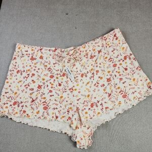 NWT Madewell Pointelle Floral Pajama Drawstring Shorts Size XXL Cream Orange Red